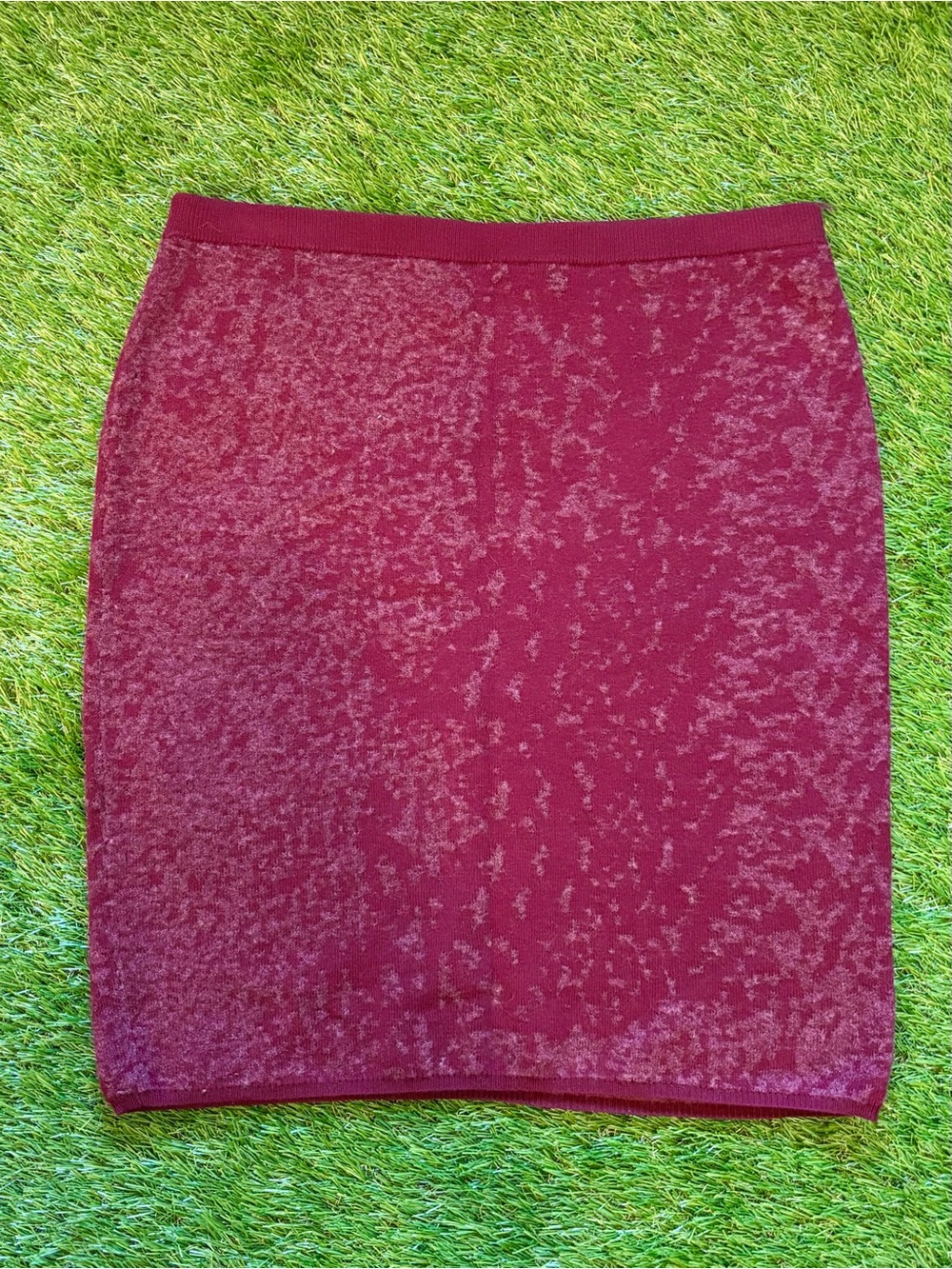 Eileen Fisher Burgundy Merino Wool Blend Knit Pencil Skirt XS